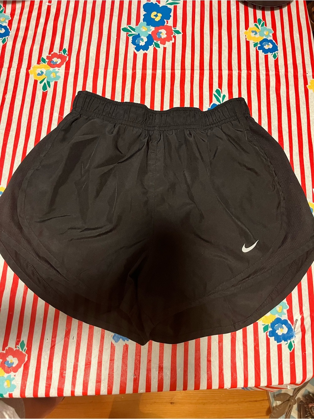 Nike Black Athletic Running Shorts with White Swoosh size small